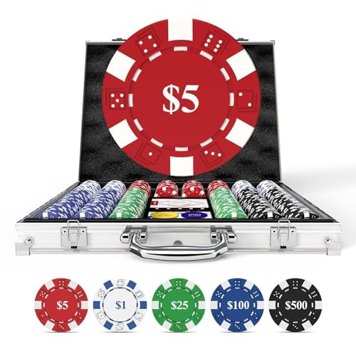 HEITOK Mallette Poker Professionnelle 500 Jetons Numérotés 11.5g - Coffret Aluminium pour Texas Hold'em et Blackjack