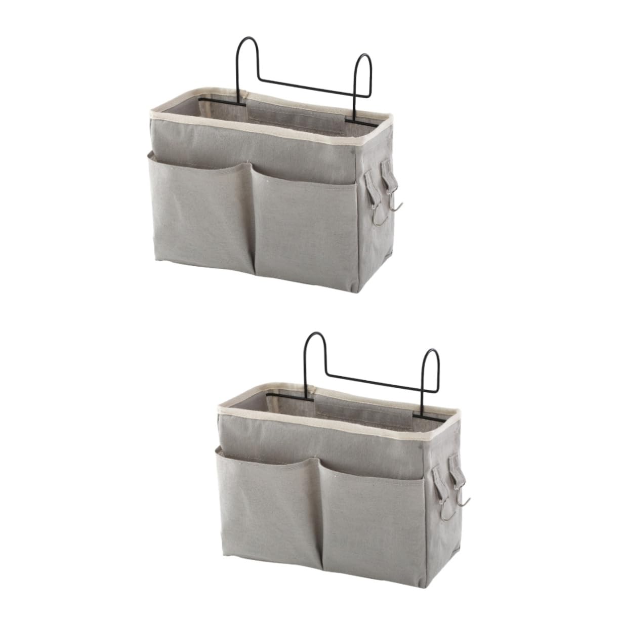 SOESFOUFU 2pcs Canvas Iron Bedside Hanging Storage Organizer Bunk Bed Organizer Bedside Shelf for Glasses Books Phones College Dorms