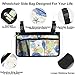 Wheelchair Side Bag, Upgrade Flower Color Wheelchair Armrest Storage Pouch with Cup Holder and Reflective Strip Made with Waterproof Fabric, for Most Wheelchairs, Walkers and Rollators (Blue Rose)