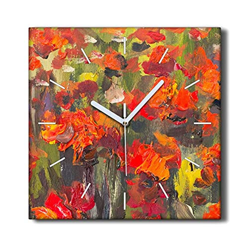 Horloge Murale sans tic-tac Toile Décoration Murale Coquelicots
