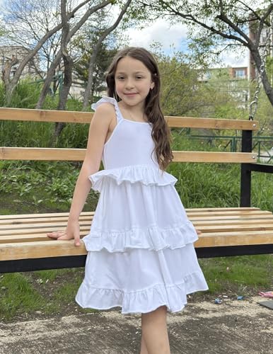 Arshiner Girls Dresses Ruffle Sleeve Tiered Casual Flowy Swing Tween Sundress with Pockets for Girls 5-13 Years2