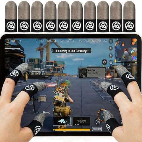 10-Pack Pro Gaming Finger Sleeves: 0.3mm Silver Fiber, Ultra-Thin, Anti-Sweat & Breathable Thumb Cover Gloves for PUBG/COD - Fits All Mobile Phone/iPad Tablet Touchscreen Devices
