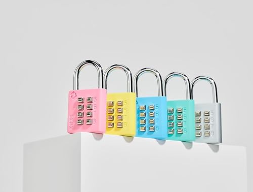 Miniatura 4 de XB35 Candado de combinación de 8 dígitos con botón de presión, mecanismo de bloqueo de 4 dígitos, amarillo, paquete de 1