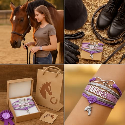 Horse Bracelet – Teal and Silver Love Infinity Horses Charm – Equestrian Jewelry Gift for Riders, Horse Lovers – Cute Accessories for Birthdays or Special Occasions4