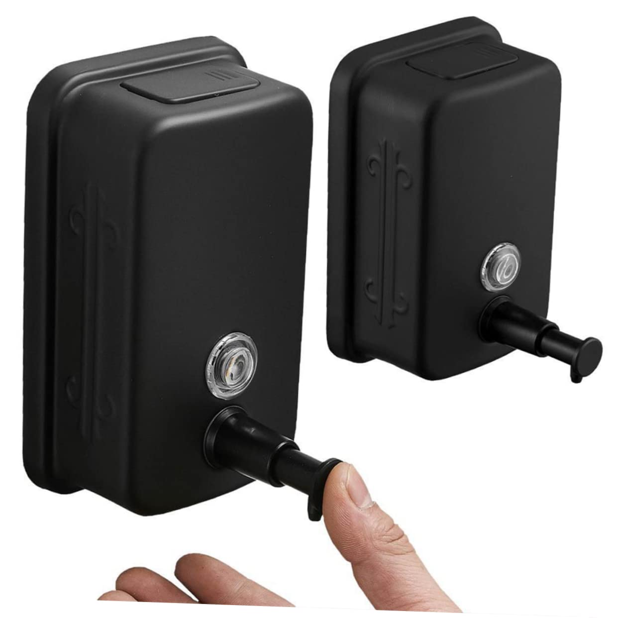 POPETPOP Dispenser Sapone Parete 800ml in Acciaio Inossidabile Nero per Shampoo e Crema per Uso Domestico e Pubblico
