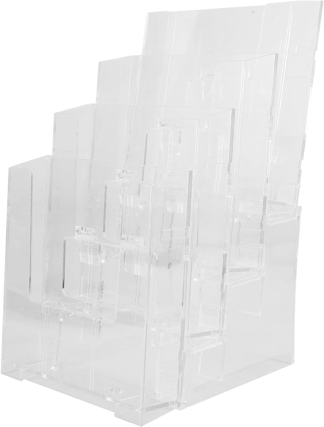 Multi-Layer Acrylic Magazine Holder Rack A5 Four-Tier Document and Brochure Organizer Stand for Office Desk Filing and Display