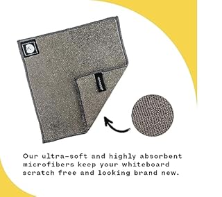 Remooble 4 Pack Magnetic Microfiber Cleaning Cloth Dry Erasers for Whiteboards - Towel Hangs on Metal Edged White Boards, Glassboards, and Blackboards Washable - 10'' X 10''