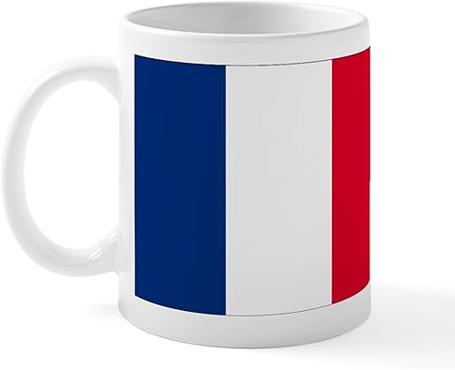 CafePress Taza de café de cerámica con bandera francesa, taza de té de 11 onzas CafePress Taza de café de cerámica con bandera francesa, taza de té de 11 onzas