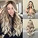 Esmee 24 Zoll lange gewellte gemischte silberne graue synthetische Haarperücken für Frauen Ombre Perücke mit dunklen Wurzeln für tägliche Party Cosplay verwenden