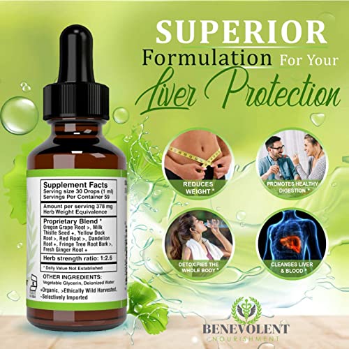 Liver Cleanse – Organic Milk Thistle and Natural Herbal Blend. Potent Liquid Drops for Gallbladder Detox – Great Taste | 2X Absorption | 100% Alcohol and Gluten Free. Large 2oz Bottle. - Image 4