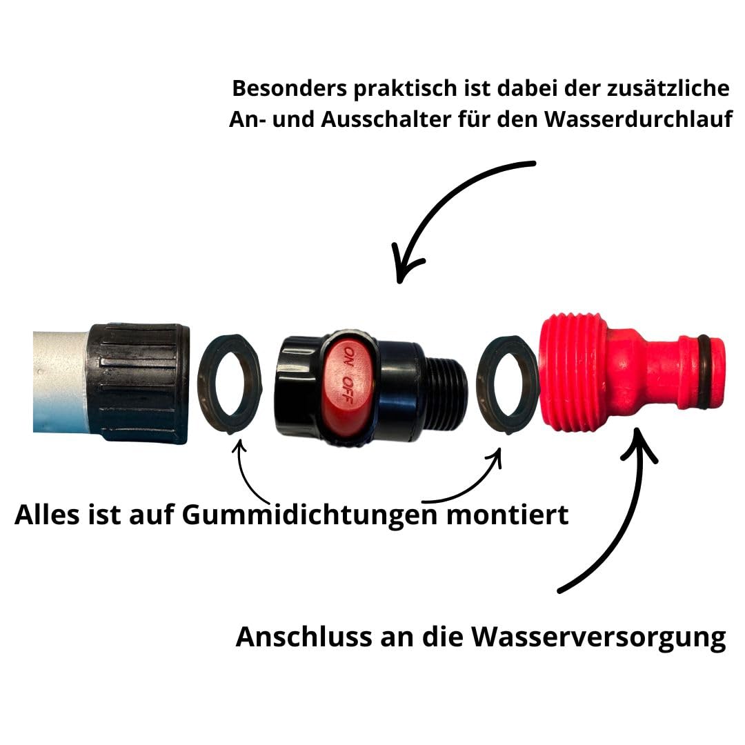 CARCOMMERCE Waschbürste Bürste - Autowaschbürste mit Teleskopstiel - Teleskop Reinigungsbürste ausziehbar für KFZ, Booten, Photovoltaik-Panels (130-250cm)