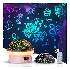 TEKFUN Toys for Girls, 3 in 1 Remote Control Night Light Star Projector Unicorn Gifts for Girls, 8 Colors Auto Timer…