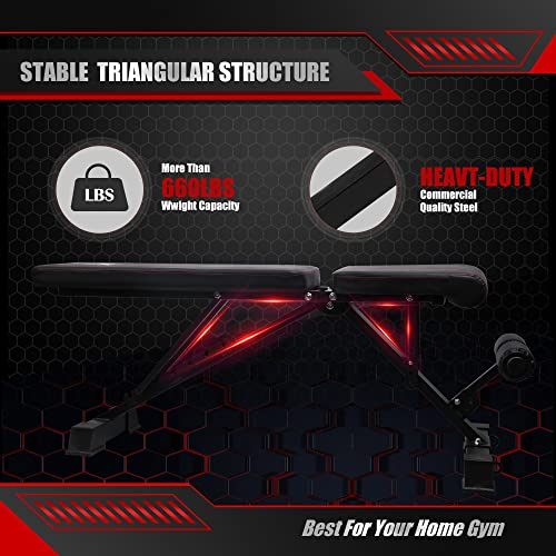 Weight Bench Adjustable Strength Training Workout Benches Foldable Work Out Incline Bench Set For Home Gym Weight Lifting Dumbbell Exercise Full Body Workout With Resistance Rope #TOP1