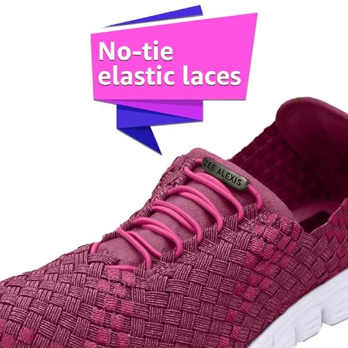 Image of Zee Alexis Women's Danielle Sneakers | Breathable Lightweight Flexible Casual Comfortable Slip-On No-Tie Elastic Laces Woven Shoes
