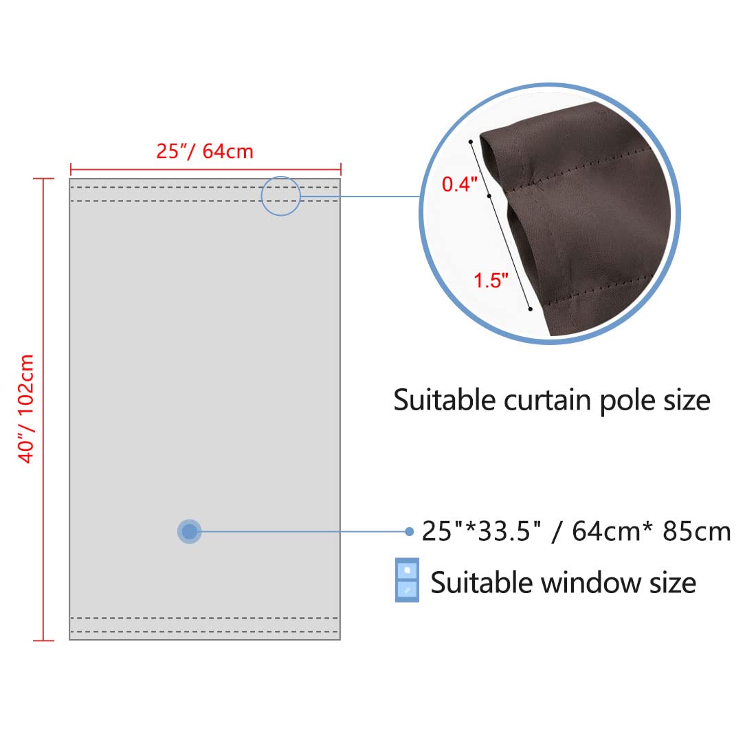 PiccoCasa Blackout French Door Curtain Panel - Blackout Door Curtain 25x40 Inches Solid Drapery with Tiebacks - 1 Panel,Coffee Color - Image 4