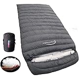 Fengzel Outdoor 二人用 マミー型寝袋 230*150(130)cm 大きいサイズ ダウン90% 1000-4000g充填量 440DP 左右開閉可能 キャンプ 車中泊 自宅 防災用 2-3人 極限厳寒 ダウンシュラフ (グレー, 極限耐寒用（4000gダウン詰め）)