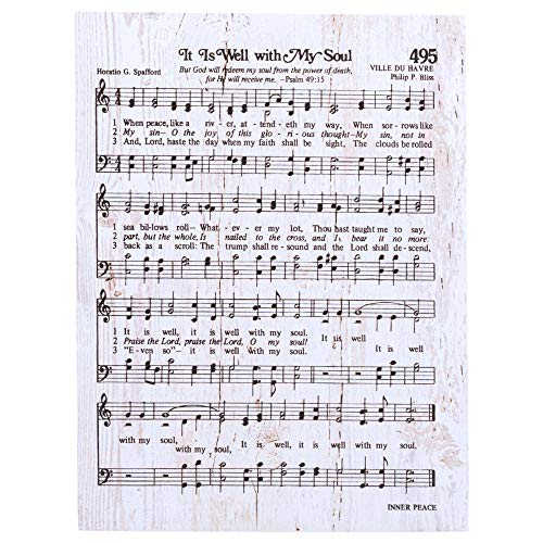 It Is Well With My Soul Sheet Music White 6 X 7 Inch Solid Pine Wood Heavenly Hymn Wall Plaque #TOP8