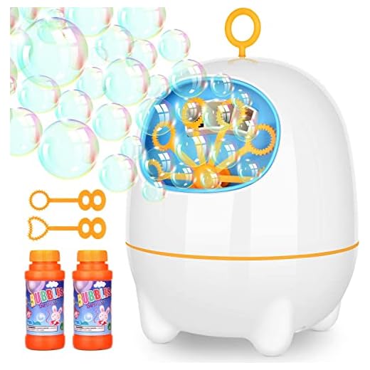 Victostar Bubble Machine, Automatic Bubble Machine Two Bubbles Blowing Speed Levels for Outdoor Indoor,USB Charging (Q Shape Bubble Machine)