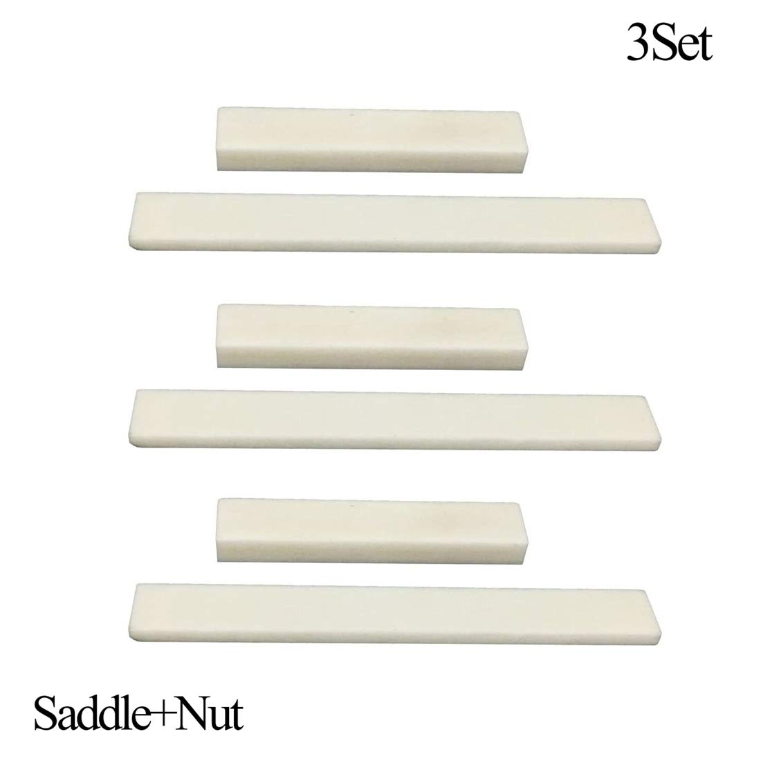 RuiJOTWAT 3PCS Blank & Uncut Guitar Bridge Saddles 80x3x10mm & Nut 52x6x10mm for Acoustic & Classical & Cigar Guitar Part Replacement - Image 2