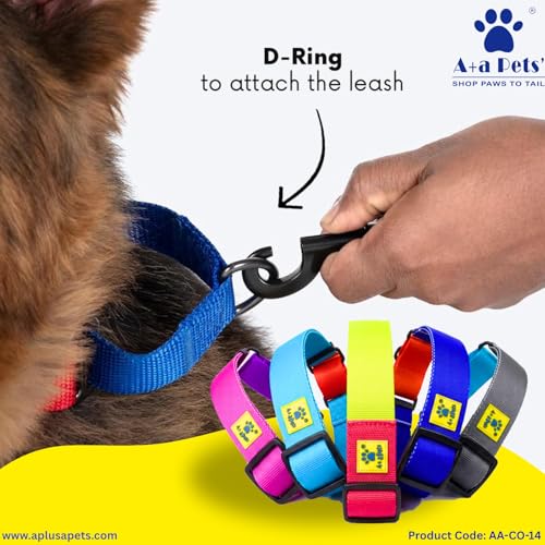 Image of A+a Pets Martingale Dog Collar | No Pull Design, No Neck Strain, No Choke Design | for Large & Medium Dogs | Rust Free, Waterproof Nylon Training Collar (Purple & Yellow), 30 x 2.5 cm