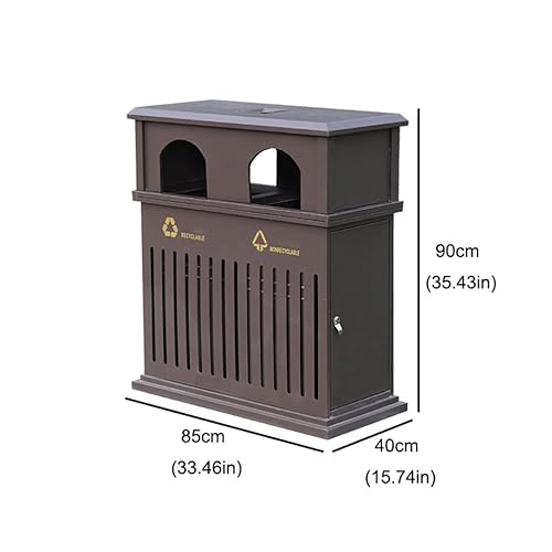 Miniatura 2 de ARZARF Bote de basura para exteriores e interiores cubo de basura comercial de aluminio fundido con cenicero bote de basura adecuado para patio