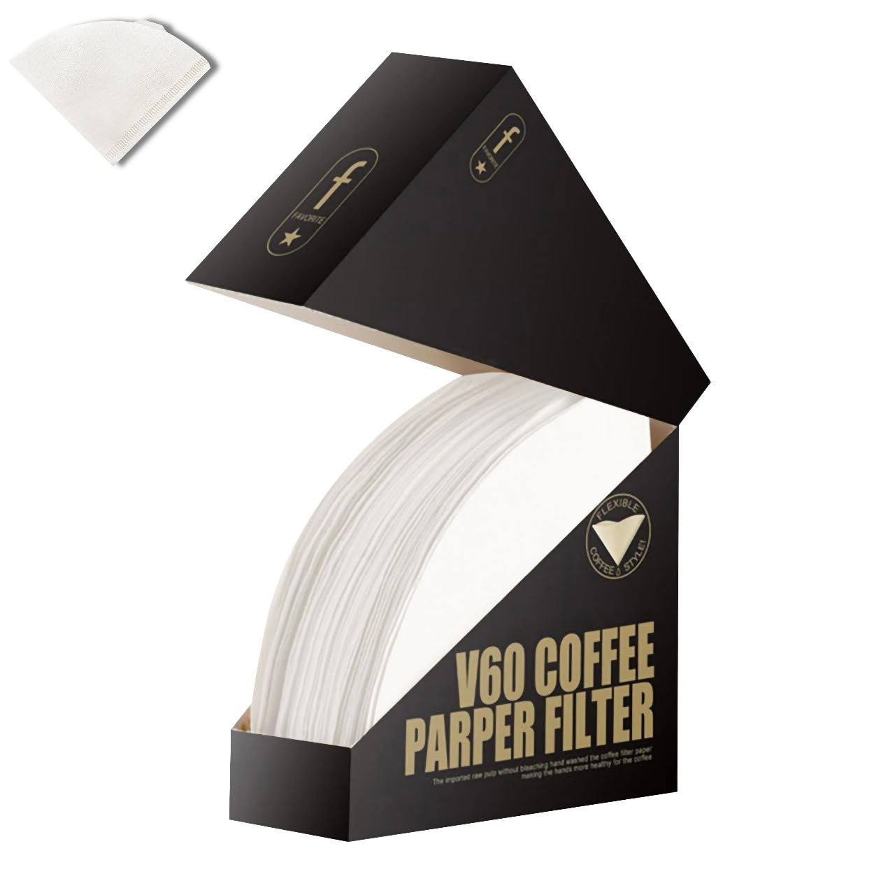 100 X Coffee Paper Filter V60 Size-02, Disposable Cone Unbleached White Coffee Filters for Pour Over and Drip Coffee Makers.(1 Box)