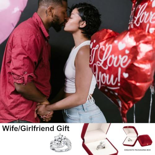 5ct Moissanite Engagement Rings for Women, Promise Wedding Rings,Solitaire Diamond Travel Engagement Ring for Women,Simulated Diamond Anniversary Rings Us Size 9 Gift box4