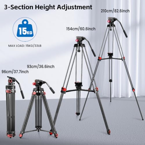 Mactrem 82"/210cm Fluid Head Tripod - Heavy Duty Video Tripod for Camera - image 2