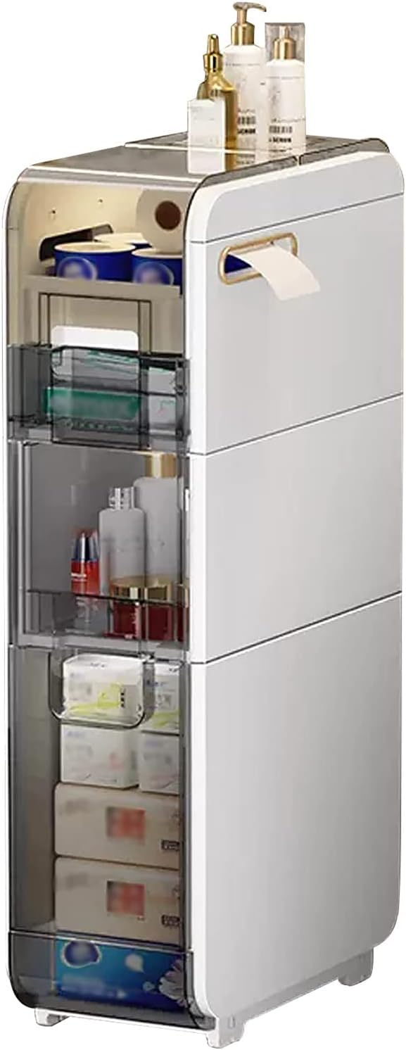 Meuble de rangement vertical chic avec tiroirs transparents en plastique