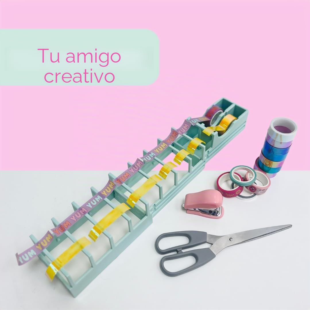 Tape ZOOMIE Dispensador de cinta de escritorio viral original para envolver regalos y manualidades, prepara 18 tiras de cinta rápidamente, sin cuchillas, compacto, resistente, orgullosamente