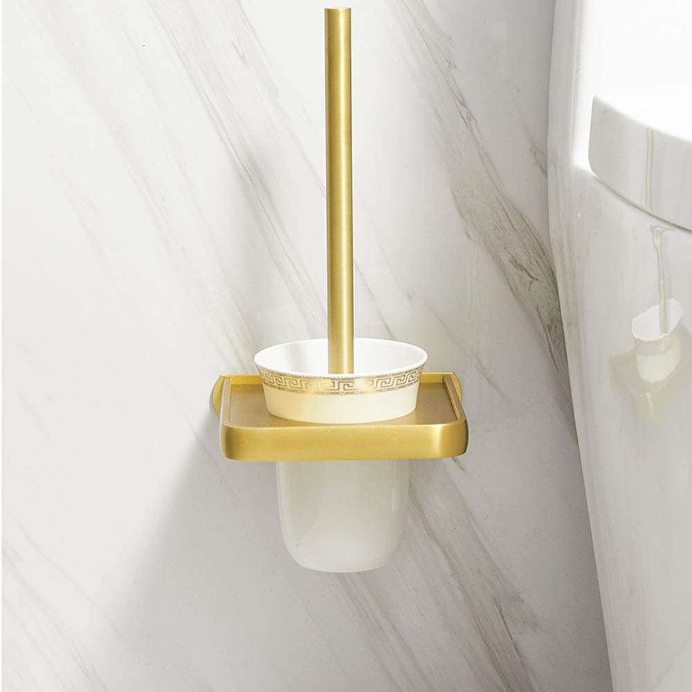Nff Portabiancheria da Toilette, Spazio in Alluminio Pennello da Parete Pennello da Parete Set Set Manico Lungo Setole Flessibili Setole Flessibili Spazzola da Toilette Facile da Pulire 15x36cm