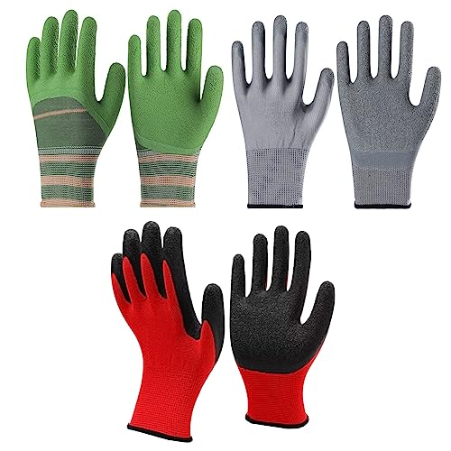 cmjlydh 3 works Gardening Gloves for Men and Women Colourful Superior Grip Working Gloves Comfortable Breathable Durable for Garden Outdoor DIY Fishing Multi-Purpose (3 works)