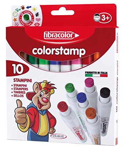 Fibracolor Colorstamp verpakking met 10 viltstiften gesorteerd super afwasbaar