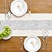 Aiimart Metallic Style Table Runner, Cotton and Linen Silver Table Runners 72 inches Long,Pre-Pressed Metal Striping Process, Birthday Wedding Decorations for Home Living Room Decor(Silver, 13
