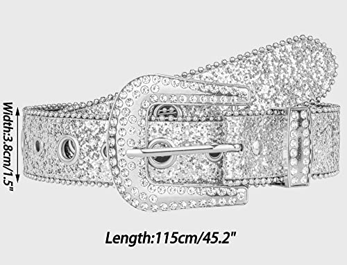 Rhinestone Belt for Women Men - Sequin Diamond Western Cowgirl Belts - Bling Studded Belts for Jeans Pants2