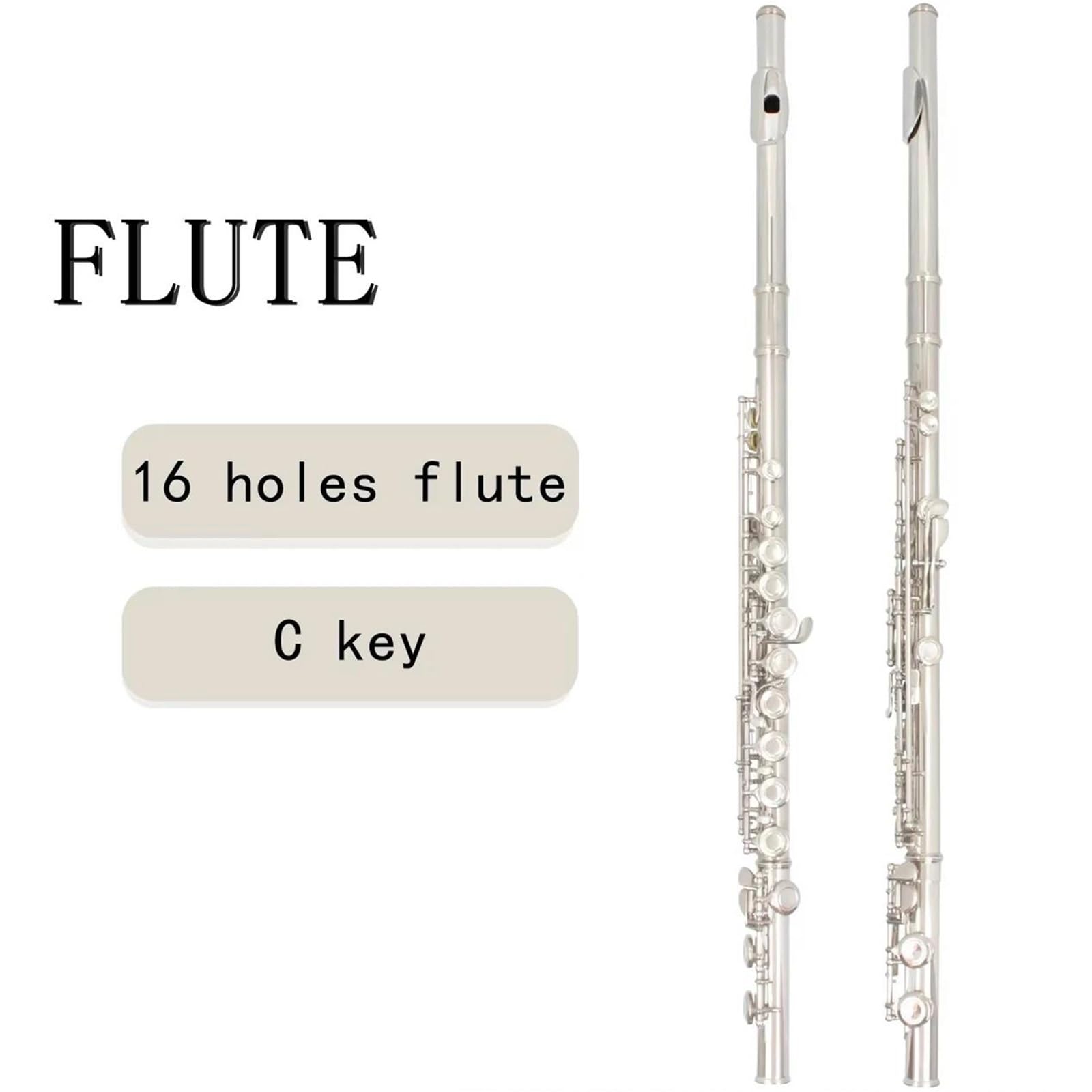 Flet Instrumenty Muzyczne 16 Otworowy Flet C Z Kluczem Zamkniętym Srebrny Miedzionikiel Profesjonalne Instrumenty Muzyczne Dęte Drewniane(Cloth box)