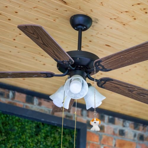 Image of DICOSMETIC 4Pcs Light Pull Chain Ceiling Fan Pull Chain Extension Stainless Steel Ball Chains Pulls Chains Ornaments Opaque Resin 3D Dog Fan Beaded Ball Fans for Wall Lighting Lamp Home Decor