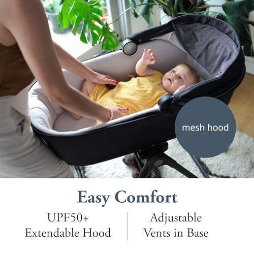 Image of Inglesina Electa Bassinet + Stand, Upper Black 2024 - Spacious Bassinet for Babies Up to 6 Months - Approved for Overnight Sleep - Compatible with Electa Stroller - BPA Free