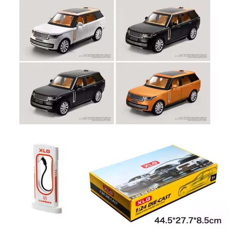 Image of FEXXA 1:24 Scale Range Rover SUV Die-Cast Metal Car with Sport car Openable Doors Light and Sound,Pull Back Function Indoor Outdoor Toy for Kids (Black)