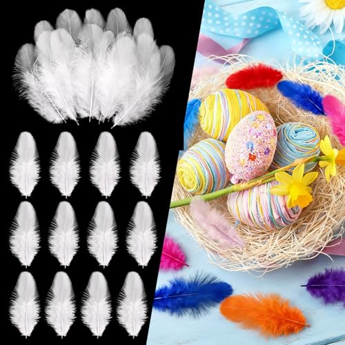 THARAHT Craft Rooster Feathers 300pcs 3-5inch for Kindergarten DIY Crafts Wedding Home Party Dream Catcher Supplies Decorations Feathers White