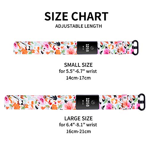 FunBand Compatible with Fitbit Charge 3/Charge 4 Strap Bands,Unique Elegant Floral Pattern Printed Soft Silicone Sport Adjustable Replacement Bracelet for Charge 3/Charge 4 Fitness Activity Wristband - Image 2