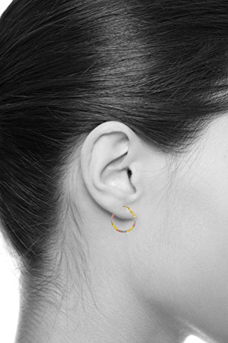 14k REAL Tri Color Gold 2mm Thickness Tube Hoop Earrings - 5 Different Size Available3