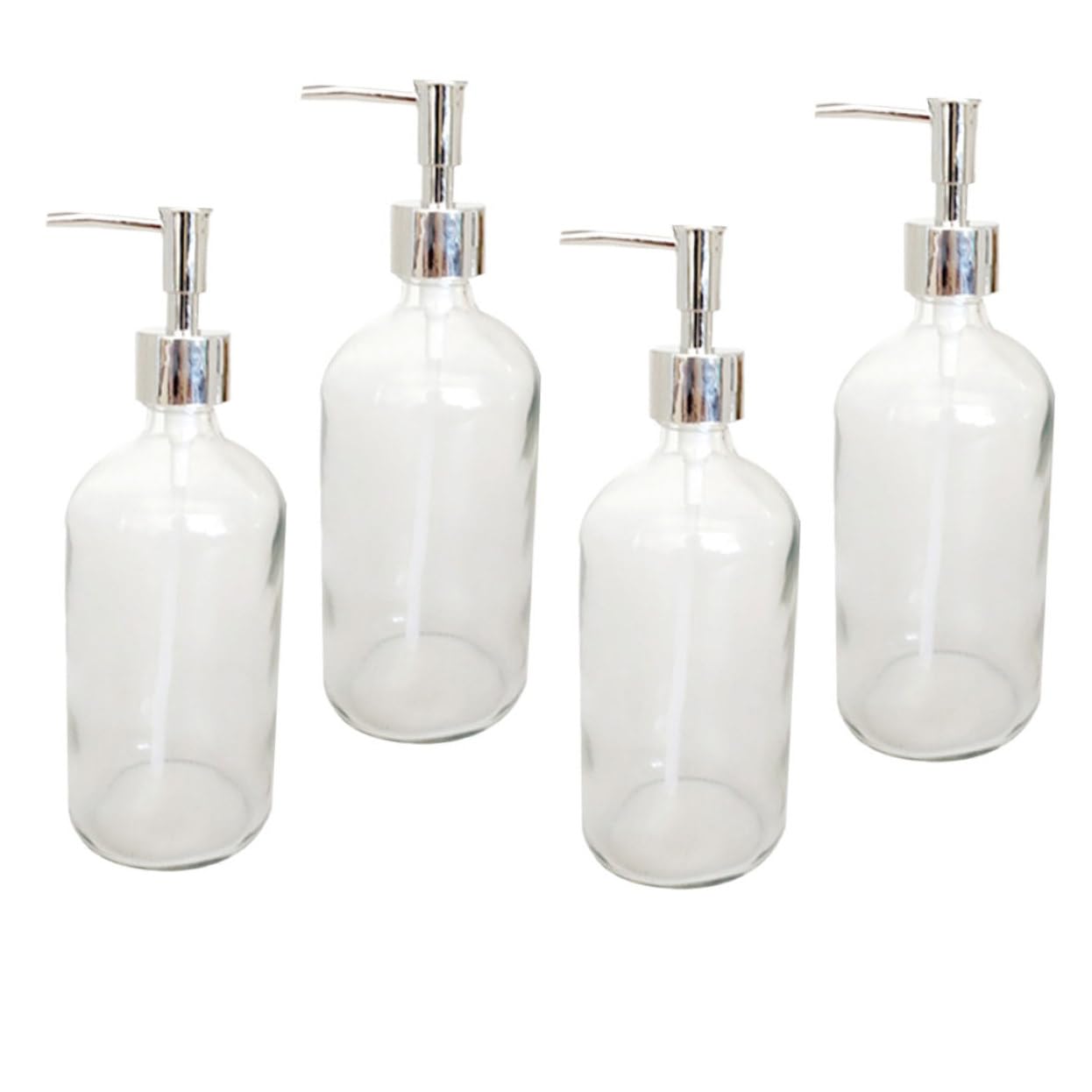 Alipis 4piezas Botellas De Vidrio De Envase De Loción y Champú Bomba De Vidrio Reutilizables Ecologicas para Artículos De Tocador para Hogar y