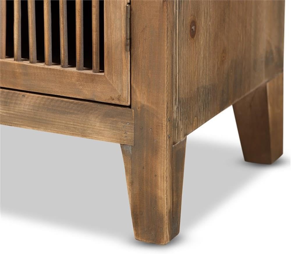 Baxton Studio Clement Rustic Transitional Medium Oak Finished 2-Door Wood Spindle Accent Storage Cabinet