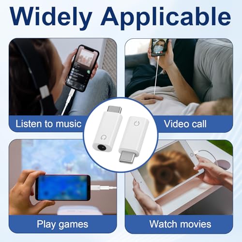 Image of USB C to 3.5 mm Jack Adapter, USB C Headphone Adapter, Hi-Fi Audio Pack of 2