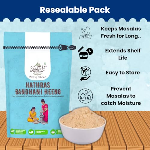 Image of Saatyaki Naturals Organic Hathras Bandhani Heeng Powder -50gm | Hing,hiing Kadak Heeng Tadka | Pure Compounded Asafoetida for Cooking | Aromatic Spice for Flavorful Dishes