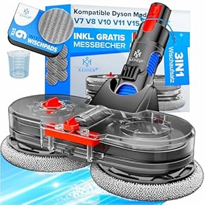 KESSER® Wischaufsatz für Dyson V7/V8/V10/V11/V15 Staubsauger Zubehör Aufsätze | Wischmopp mit Wassertank & 6 waschbaren Mops | Wischmop Aufsatz inkl. Füllbehälter | Bodenwischaufsatz für Glatte Böden