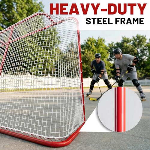 SPOYNAL 54” Street Hockey Goal Net – Steel Hockey Net for Street & Roller Hockey, Indoor Outdoor Hockey Training Goal for Backyard, Driveway & Garage Practice - Thumbnail 3