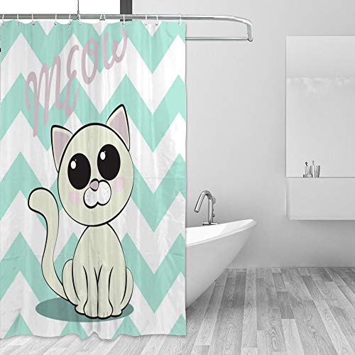 Rideau de douche chat mignon imperméable pour éviter les projections d'eau - 2