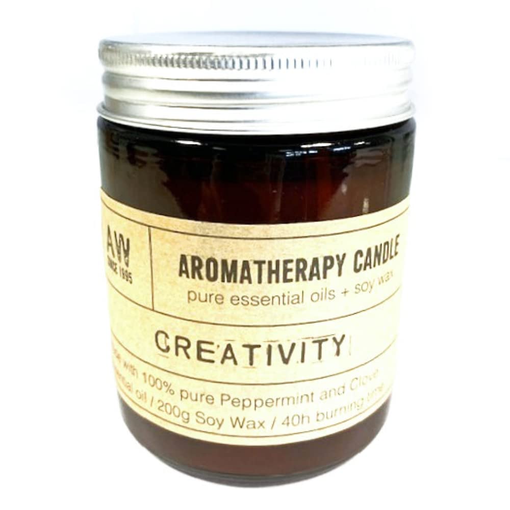Creativity Aromatherapy Amber Jar Candle Peppermint and Clove Essential Oil 100% Soy Wax